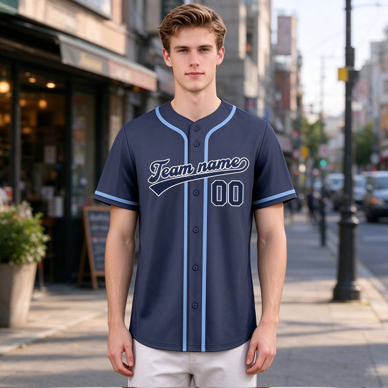 Custom Embroidered Blue Baseball Jersey, Personalized Baseball Sports Uniform For  Men Women Youth Boy