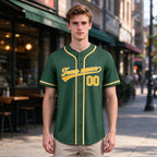 Custom Embroidered Green Yellow White Baseball Jersey, Personalized Baseball Sports Uniform For  Men Women Youth Boy