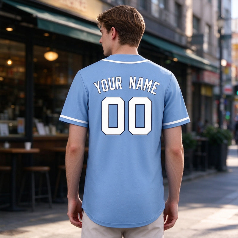 Custom Embroidered Blue White Baseball Jersey, Personalized Baseball Sports Uniform For  Men Women Youth Boy