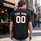 Custom Embroidered Black White Red Baseball Jersey, Personalized Baseball Sports Uniform For  Men Women Youth Boy