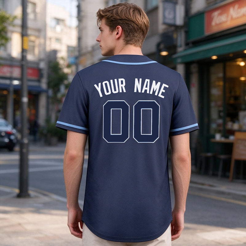 Custom Embroidered Blue Baseball Jersey, Personalized Baseball Sports Uniform For  Men Women Youth Boy