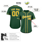 Custom Embroidered Green Yellow White Baseball Jersey, Personalized Baseball Sports Uniform For  Men Women Youth Boy