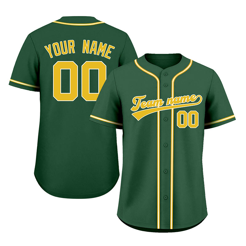Custom Embroidered Green Yellow White Baseball Jersey, Personalized Baseball Sports Uniform For  Men Women Youth Boy