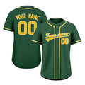 Custom Embroidered Green Yellow White Baseball Jersey, Personalized Baseball Sports Uniform For  Men Women Youth Boy
