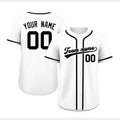 Custom Embroidered White Black Baseball Jersey, Personalized Baseball Sports Uniform For  Men Women Youth Boy