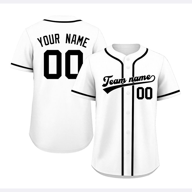 Custom Embroidered White Black Baseball Jersey, Personalized Baseball Sports Uniform For  Men Women Youth Boy