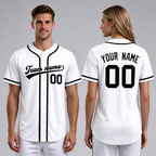 Custom Embroidered White Black Baseball Jersey, Personalized Baseball Sports Uniform For  Men Women Youth Boy