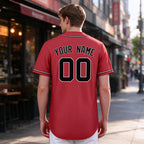 Custom Embroidered Red Black White Baseball Jersey, Personalized Baseball Sports Uniform For  Men Women Youth Boy