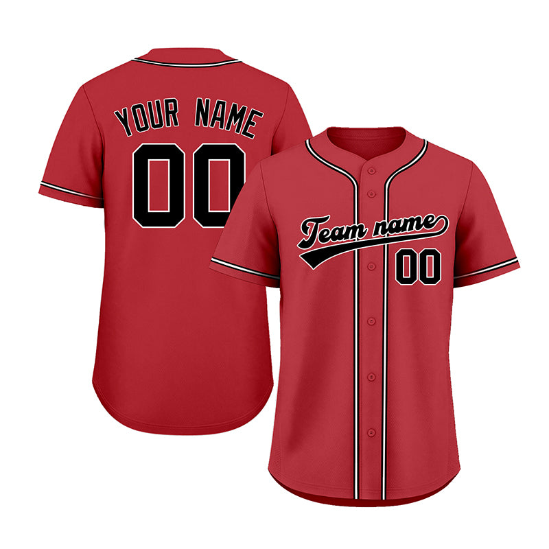 Custom Embroidered Red Black White Baseball Jersey, Personalized Baseball Sports Uniform For  Men Women Youth Boy
