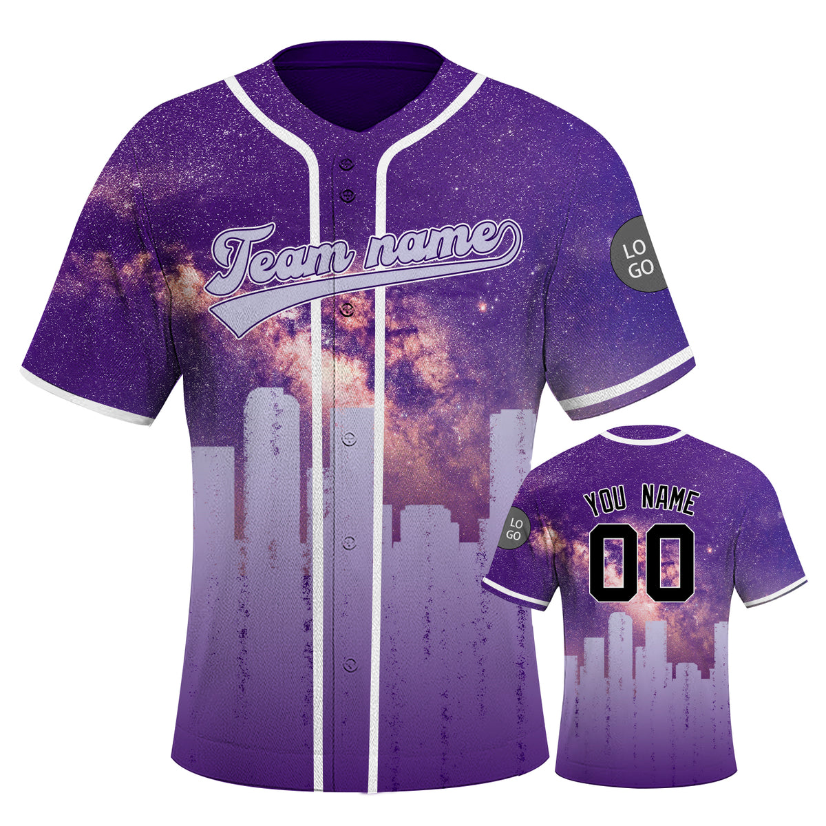 Custom Embroidered COLORADO City Skyline Baseball Jersey, Hip-Hop Galaxy Design, Personalized Your Name & Number