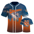 Custom Embroidered DETROIT City Skyline Baseball Jersey, Hip-Hop Galaxy Design, Personalized Your Name & Number
