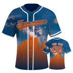 Custom Embroidered Houston City Skyline Baseball Jersey, Hip-Hop Galaxy Design, Personalized Your Name & Number