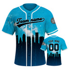 Custom Embroidered MIAMI City Skyline Baseball Jersey, Hip-Hop Galaxy Design, Personalized Your Name & Number