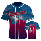 Custom Embroidered Minnesota City Skyline Baseball Jersey, Hip-Hop Galaxy Design, Personalized Your Name & Number