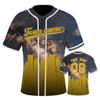 Custom Embroidered Pittsburgh City Skyline Baseball Jersey, Hip-Hop Galaxy Design, Personalized Your Name & Number