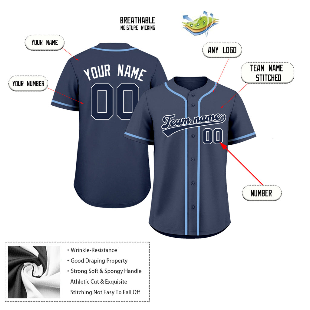 Custom Embroidered Blue Baseball Jersey, Personalized Baseball Sports Uniform For  Men Women Youth Boy
