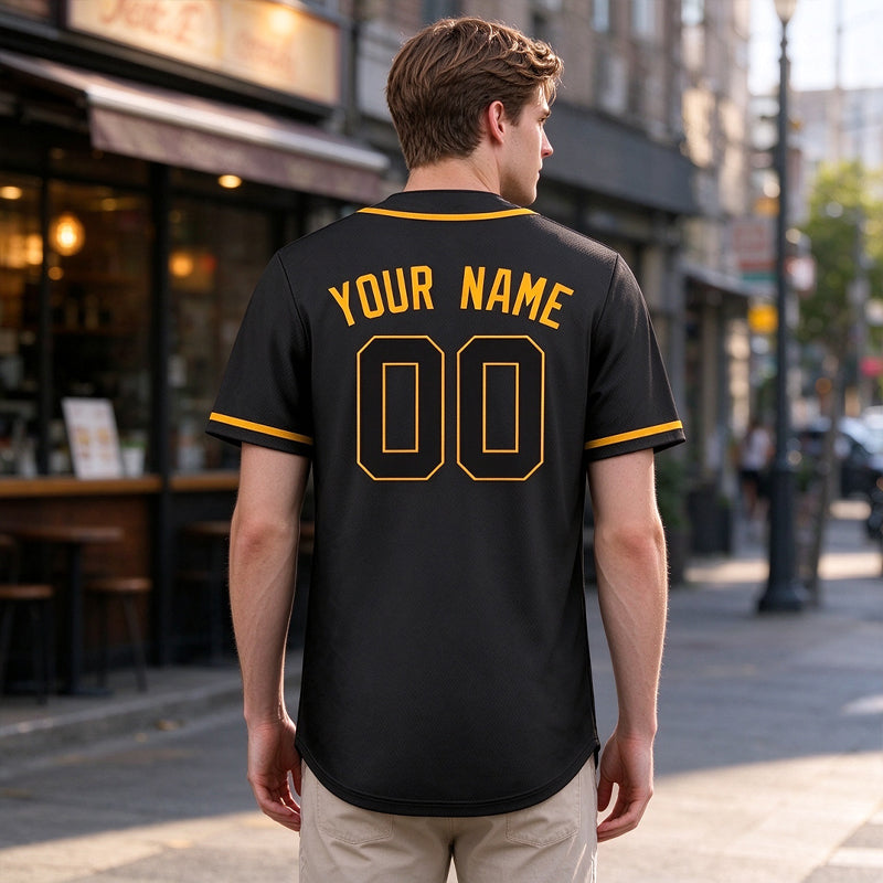 Custom Embroidered Black Gold Baseball Jersey, Personalized Baseball Sports Uniform For  Men Women Youth Boy