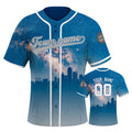 Custom Embroidered Kansas City Skyline Baseball Jersey, Hip-Hop Galaxy Design, Personalized Your Name & Number