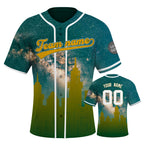 Custom Embroidered Oakland City Skyline Baseball Jersey, Hip-Hop Galaxy Design, Personalized Your Name & Number
